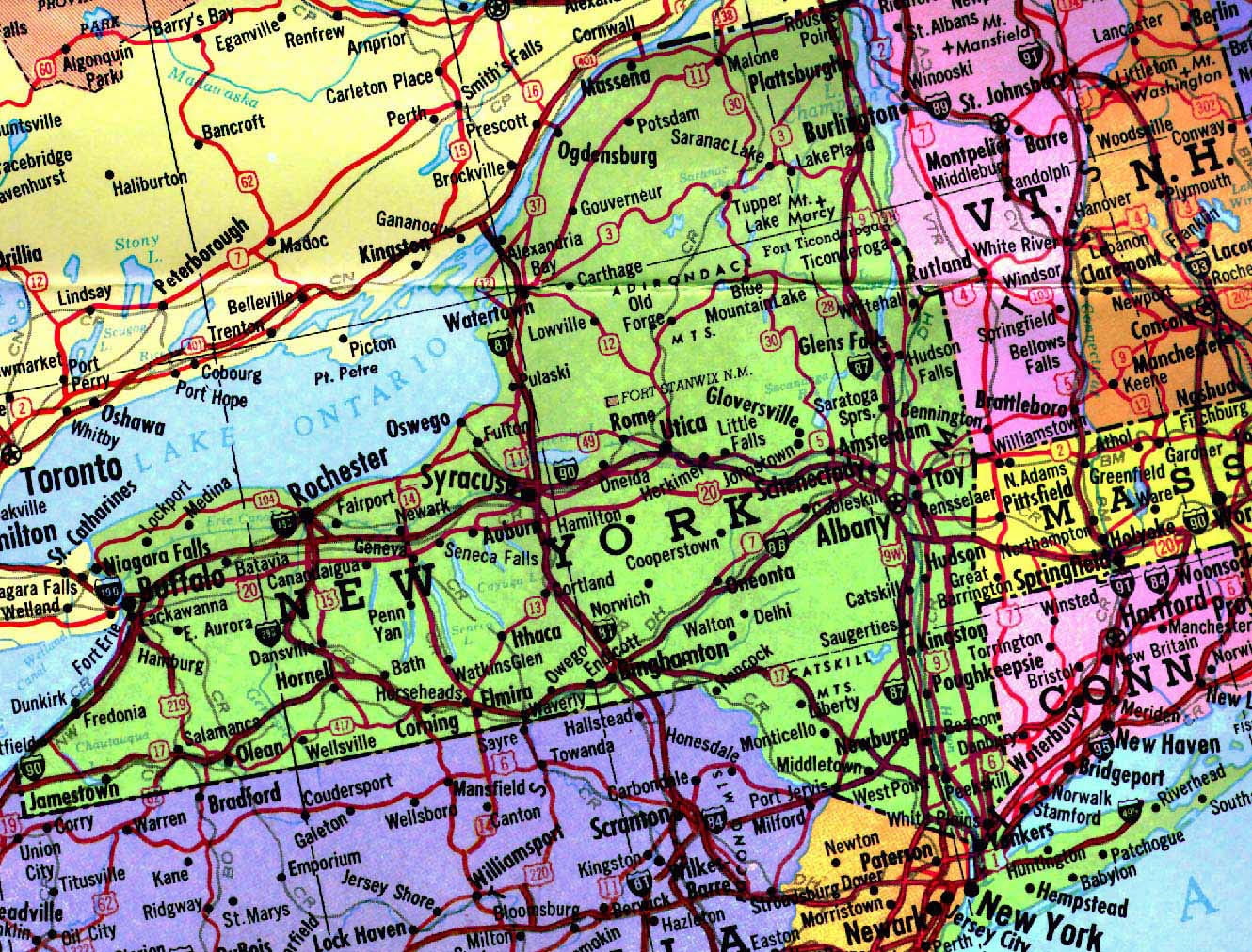 Large Detailed Administrative Map Of New York State With Roads | Sexiz Pix