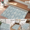 thumbnail image 5 of 2x3 Ft Entryway Area Rug, Southwestern Blue Boho Kitchen Rug Runner Washable Floor Mat, Vintage Mexican Ethnic Flowers Non Slip Indoor Door Mat Throw Carpet for Bathroom Living Room Bedroom, 5 of 8