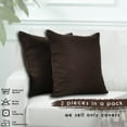 thumbnail image 4 of 3S Brother's Solid Cushion Cover Super Soft & Cozy Home Décor Throw Pillow Case for Chair Couch Bedroom & Livingroom Décor Pillowcase with Invisible Zipper Set of 2 Pieces - Brown 20"x20" Each, 4 of 8