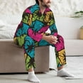 thumbnail image 5 of Mens Pajamas Set, Colorful Hawaiian Style Button Down Long Sleeve Loungewear Sleepwear Pjs sets for Men, 5 of 5