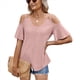 thumbnail image 1 of Blusas con Ojales para Mujer, Camisetas de Corta, Moda de Verano y 2025, Blusas con Hombros Descubiertos, Rosa, XXL, 1 of 10