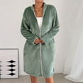 thumbnail image 4 of successthop Nightgowns for Women Winter Flannel Knee Length Soft Bathrobe Loose Housecoat Zip Solid Ladies Sleepwear M, 4 of 5