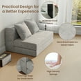 thumbnail image 5 of Erinnyees 5-in-1 Foldable Foam Sofa Bed: Twin Sleeper with Pillows & Side Pockets, for Guest Room, Dorm, or Office Lounging, Light Gray, 5 of 8
