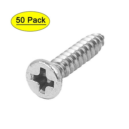 

3.5mmx19mm 304 Stainless Steel Flat Head Drive Self Tapping Screw 50pcs