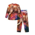 thumbnail image 2 of Kll Oil Paintings Of Elephants Sleepwear Mens Flannel Pajamas,Long Cotton Pj Set, 2 of 9