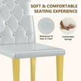 thumbnail image 5 of Lisonu Light Gray PU Dining Chairs Set of 4 — Ergonomic Buckle Back, 35" High, Gold Metal Legs, 17.7" Seat Height, Easy-Clean Cushions & Adjustable Anti-Slip Feet, 5 of 20