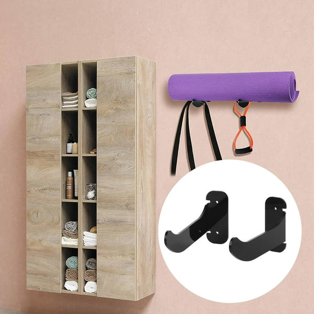 Yoga Mat Mount Rack Storage Hanging for Exercise Home Fitness Black 