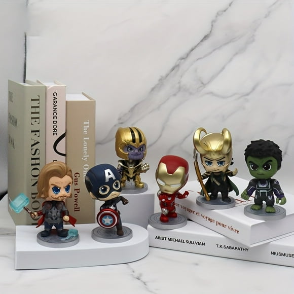 Avengers: Iron For Man, Hulk, Loki, Thor, Captain America, Thanos Handheld Model Car Shake Head Ornament, Gashapon Doll