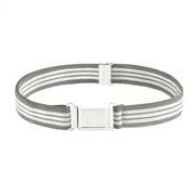 Buyless Fashion Kids Boys Toddler Adjustable Elastic Dress Stretch Belt with Flat Magnetic Buckle - 5099-Gray-White-Stripe