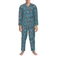 thumbnail image 3 of Hirioo Bullfinches Branches And Balls for Men's Pajama Sets 2 Piece Pjs Men's Long-Sleeved Pajama Set Button Down Sleepwear,S-XXL-X-Large, 3 of 7