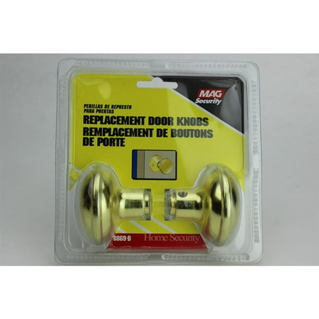 Brass Plated Replacement Door Knobs w/Spindle MAG Security Door Knobs