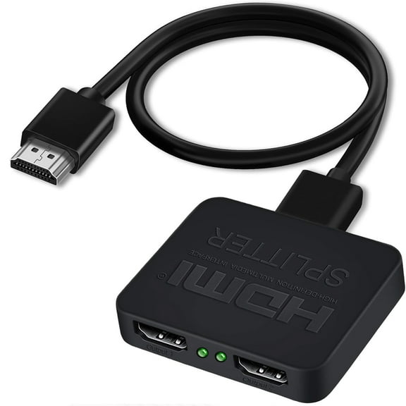 HDMI Splitter 1 in 2 Out, 4K HD Hdmi Screen Splitter Switcher 1 Female to 2 Female 1080P Audio Video Output, for TV, Monitors, Projector, Laptop, Computer, with HDMI/USB Cable