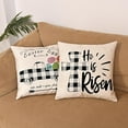 thumbnail image 5 of Easter Decorations-Throw Pillow Covers 18x18in Set of 4,Spring Linen Pillow Case with Black and White Buffalo Plaid Bunny and Egg for Large Couch Sofa Home Indoor Outdoor Holiday Home Decor, 5 of 6
