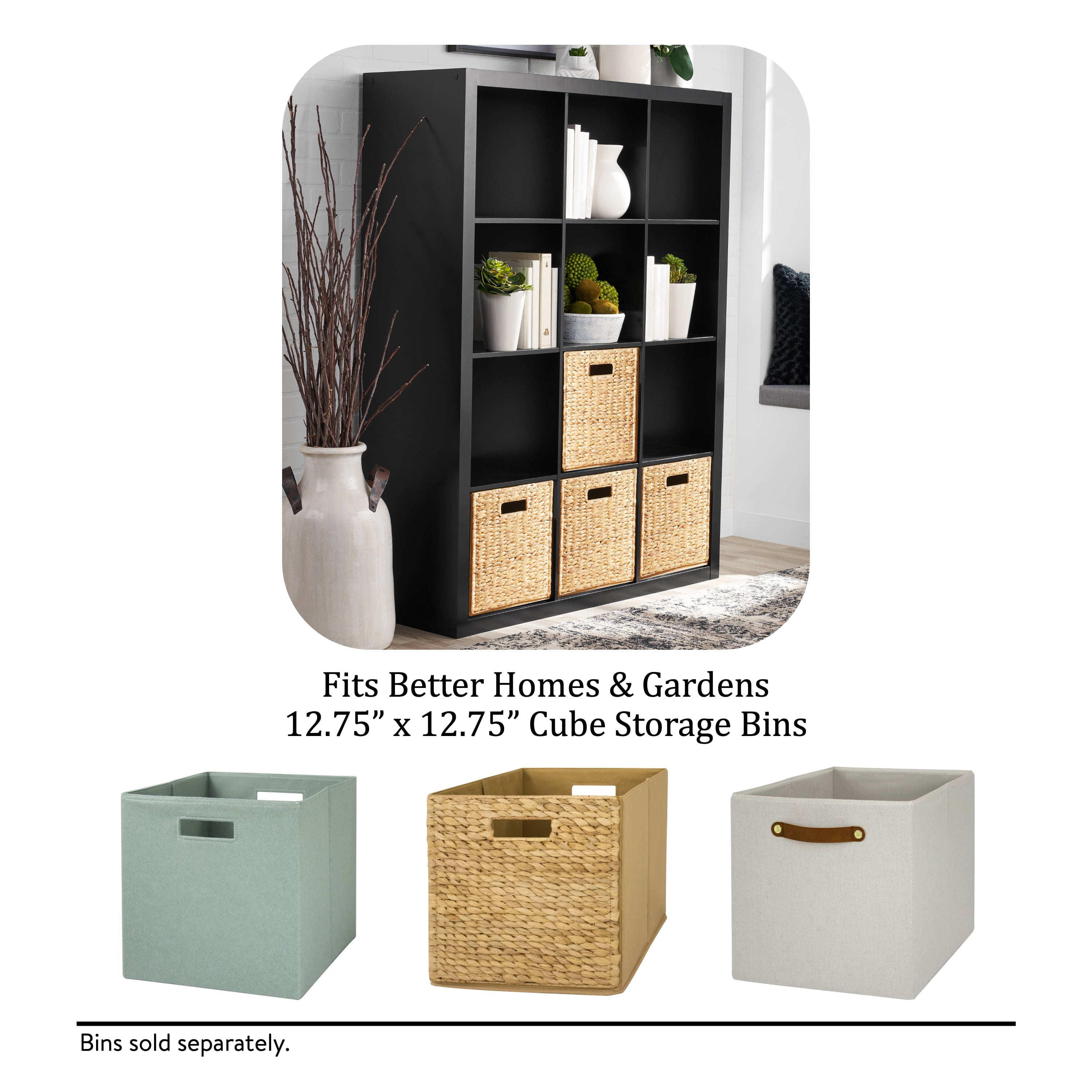 Better Homes & Gardens 12 Cube Storage Organizer, Solid Black