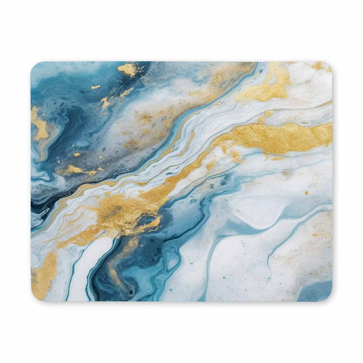 Mouse Pad, Abstract Blue Swirls Marble Ripples Mouse Pad, Washable