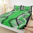 thumbnail image 3 of Feelyou Chic Abstract Ombre Queen Sheet Sets, Pink Green Gradient Striped Flat Sheet, Boho Modern Art Queen Fitted Sheet, Ultra Soft Bedroom Decor, 4 Pieces, 3 of 7