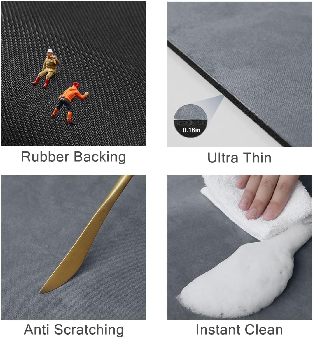 Thin Diatomaceous Earth Bath Mat,Non Slip Quick Dry Bath Mats for Bathroom,Super Absorbent Stone Bath Mat-Washable Shower Mat Bathroom Floor Mat (Light Grey,20"x32")