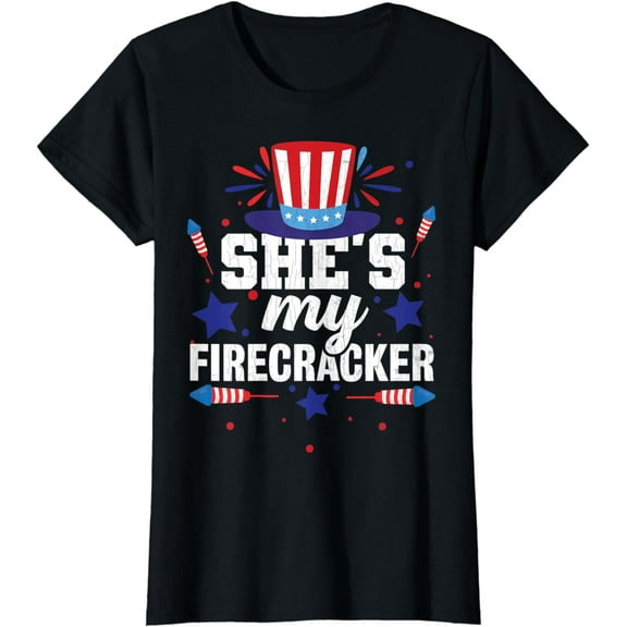 She's My Firecracker USA Independence 4th Of July Graphic T-Shirt