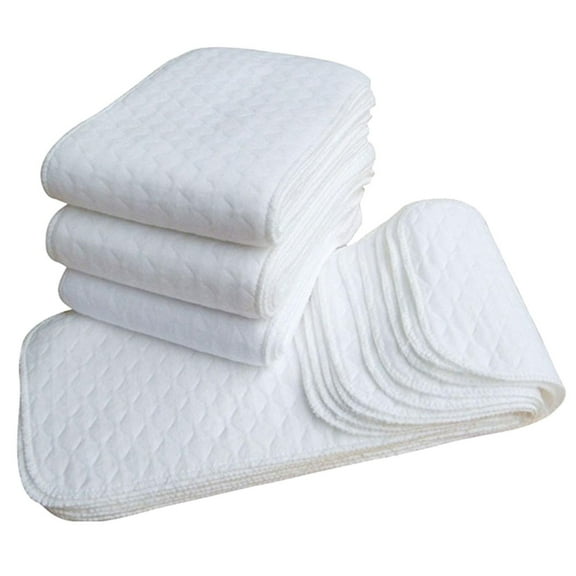 KMWGRE 10pcs Baby White Washable Cloth Cotton Nappy Baby Care Muslin Cotton Burp Cloth Fast Dry Towels 6.3*18.1in