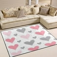 thumbnail image 2 of Non-Slip Polyester Rug 63x48in & 80x58in - Plush Memory Foam Floor Mat, Absorbent, Fade Resistant, Machine Washable for Living Room, Bedroom, Entryway，Pink and Gray Hearts, 2 of 7