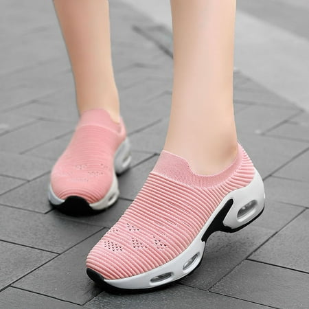 

ERTUTUYI Women s Fashion Casual Wedge Platform Loafers Sneakers Thick Bottom Shoes Pink 39