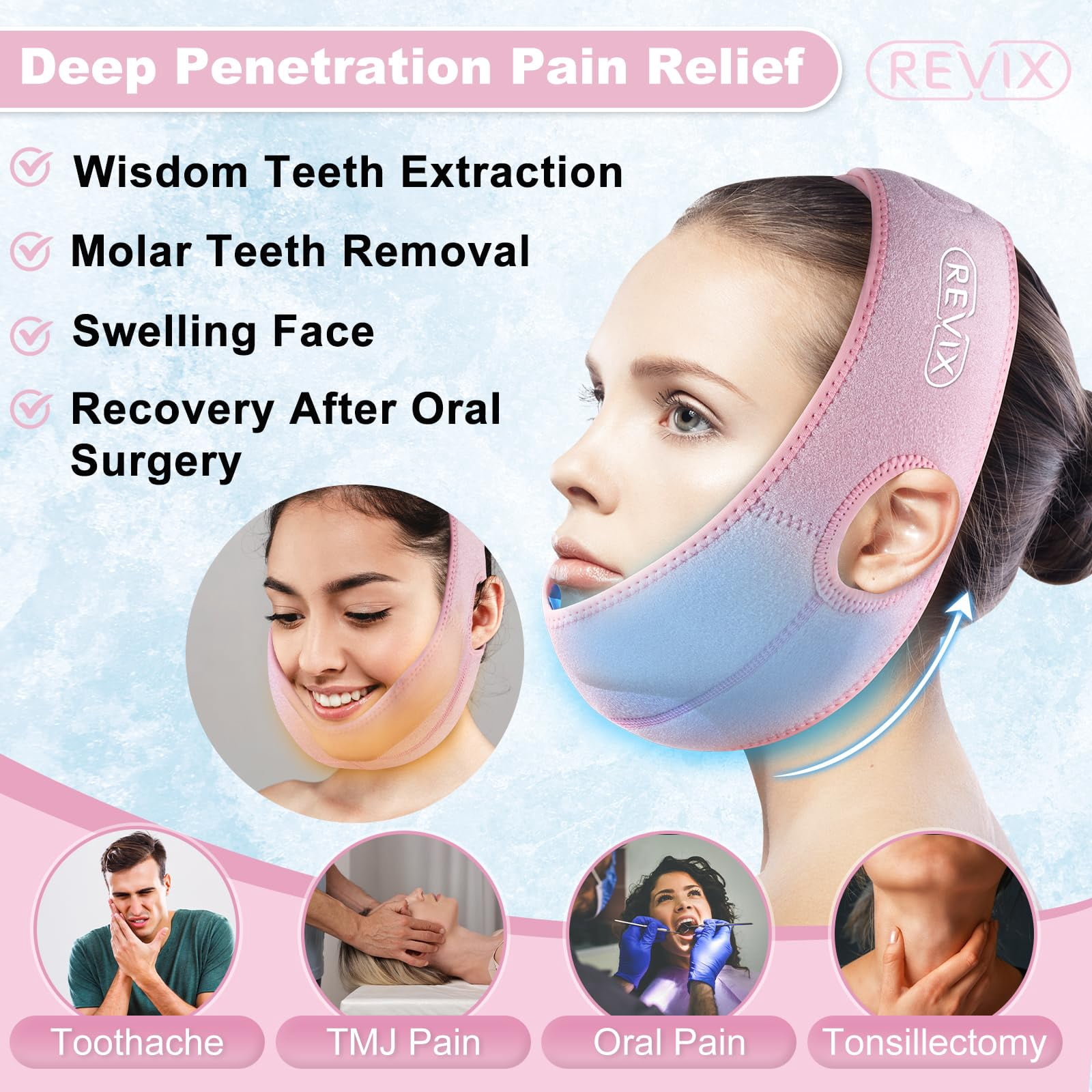 Wisdom Tooth Ice Pack Wrap - 3D Sewing Design - TMJ & Oral Surgery Relief - Hot Cold Therapy for Jaw -|Wisdom Tooth Ice Pack Wrist Wrap 3D Sewing Design for TMJ and Oral Surgery Relief. Hot Cold Thera
