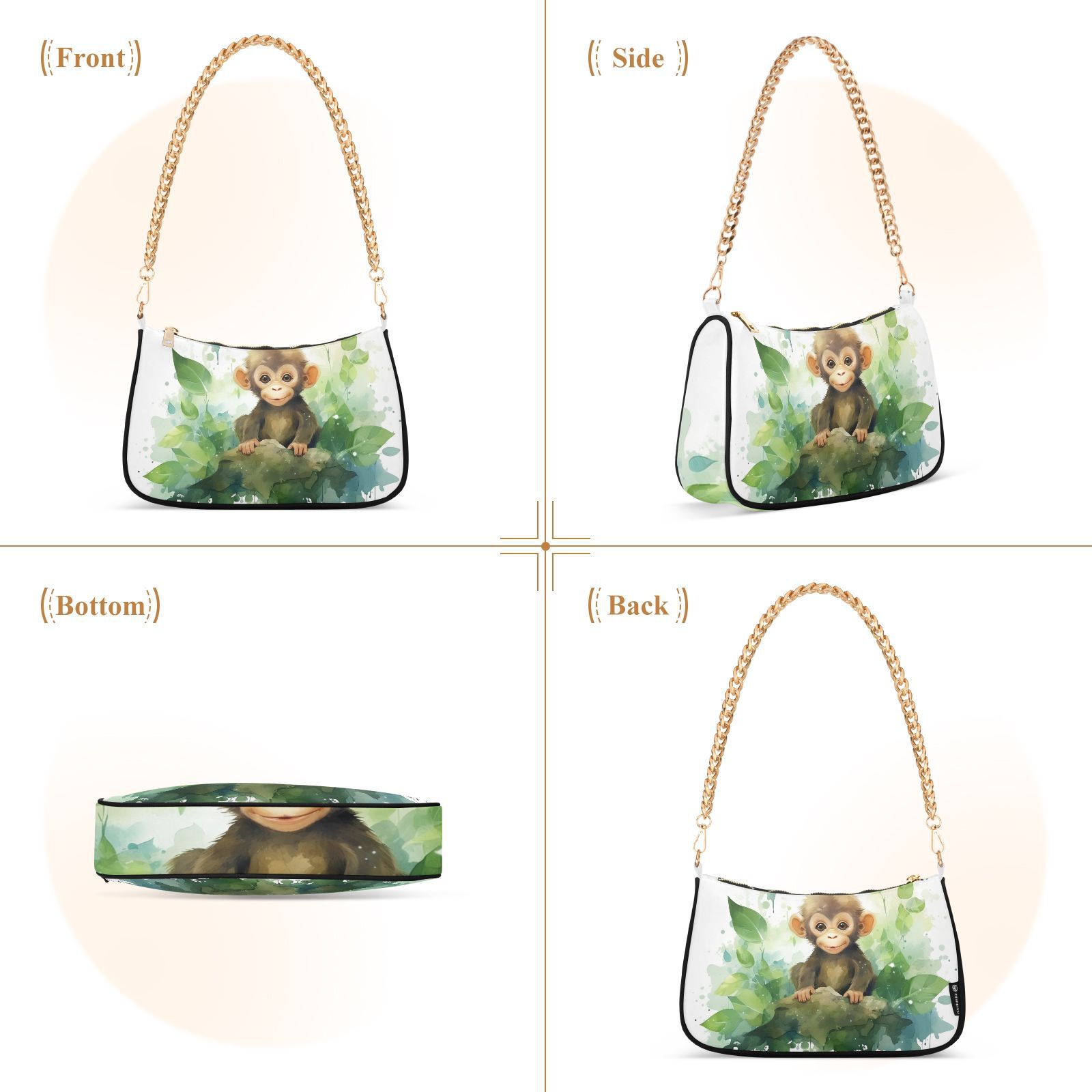 Monkey LeavesWomen Small Shoulder Bag Crossbody Tote Hobo Bags Purse Clutch Handbags with Chain Strap for Women