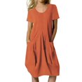 thumbnail image 1 of Vestido largo bohemio para mujer talla grande - Manga corta, cuello en V, estampado floral - Poliéster ligero, informal para la oficina/vacaciones/fiestas, 1 of 8