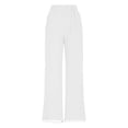 thumbnail image 5 of Linen Pants Women Petite Straight Leg Pants Summer Beach High Waisted Pant Vacation Wide Leg Trousers with Pockets White M, 5 of 8