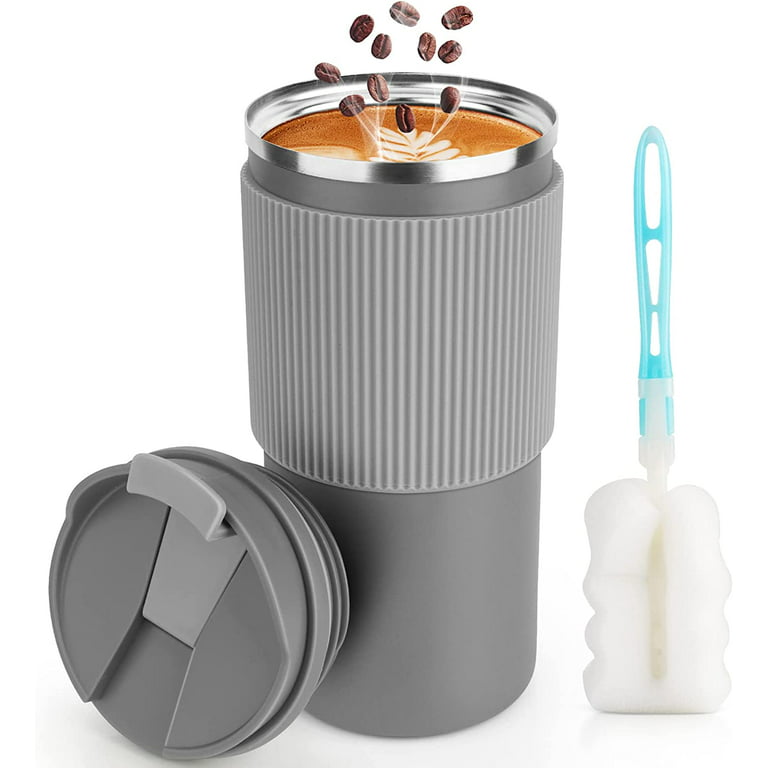 Stainless Steel Coffee Mugs Camping - Double Wall BPA Free 13.5oz Metal Coffee Mug - Tea Cup Wide Handle, Fits Popular Coffee Machines 