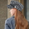 thumbnail image 3 of Gorro con visera para mujer, boina de pata de gallo, boina informal para mujer, gorro informal a la moda, sombreros de invierno elegantes Vintage para mujer 56-58cm 1 pieza, 3 of 8