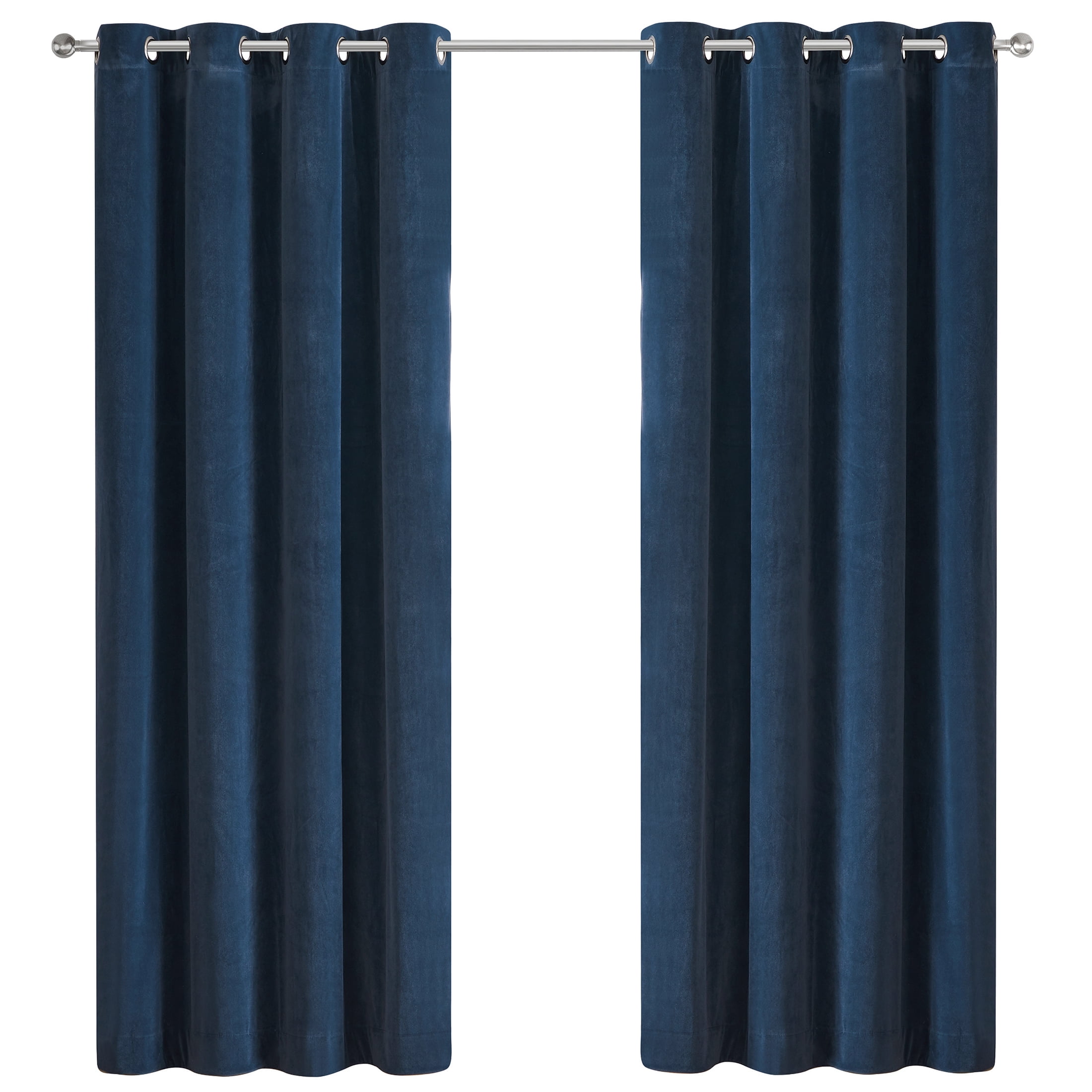 Better Homes & Gardens Velvet Grommet Blackout Single Curtain Panel, Navy, 52" x 95"