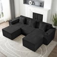 thumbnail image 2 of SEENYOO 105" Cloud Sectional Couch, U Shape 3-Seater Couch with 2 Ottomans, Boneless Corduroy Sofa for Living Room, Deep Seat, No Assembly Required, Black, 2 of 14