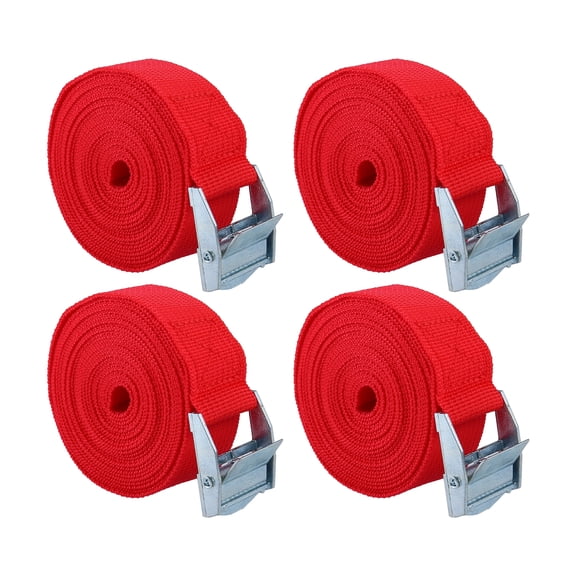 4pcs 9.8ft Cargo Tie Down Straps Lashing Straps Travel Luggage Strap Adjustable with Cam Lock Buckle for Car Truck Red