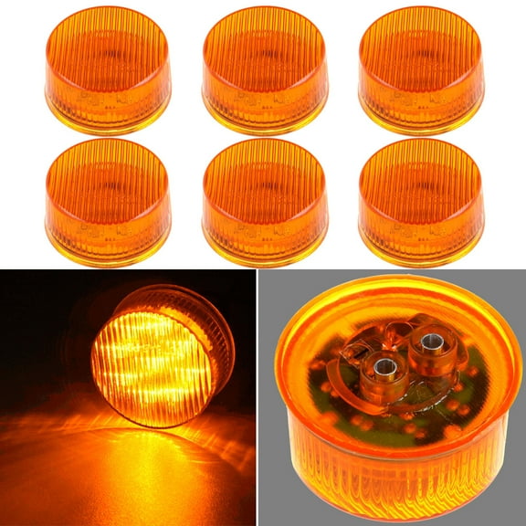 Scitoo 6Pcs Amber Led 12V Round Side Marker Light Clearance Lamp Assembly Trailer Truck