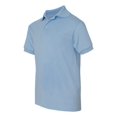 thumbnail image 3 of Hanes Cotton-Blend Kids` Jersey Polo, M, Light Blue, 3 of 5