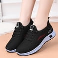 thumbnail image 3 of EKVAHL Orthopedic Lace Up Sneakers for Women, Knit Mesh Arch Support Wide Fit Rebound Cushioned Walking Shoes, Non Slip Daily Fitness Trainers Black, 3 of 5