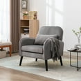 thumbnail image 2 of Accent Chair Mid-Century Modern Chair with Pillow Upholstered Lounge Arm Chair with Solid Wood Frame & Soft Cushion for Living Room,Bedroom,Balcony,Light Gray, 2 of 5