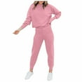 thumbnail image 3 of Itsame Tops and Pants Activewear Set Womens Sweatsuits 2pcs Sets Long Sleeved Solid Color Tight Women Athletic Outfit Sets Pink Size L, 3 of 4