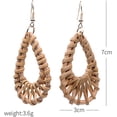 thumbnail image 5 of 1 Pair Lightweight Rattan Knit Star Triangle Geometric Drop Dangle Earrings Bohemia Straw Wicker Braid Woven Statement Bamboo Jewelry for Women Teens, 5 of 6