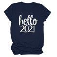 thumbnail image 1 of Hauts d'Été pour Femmes Grande Taille en Liquidation Hauts pour Femmes 2021 Col Rond Manches Courtes T-Shirt à Imprimé de Lettres Blouse Décontractée Basique T-Shirt à Col en V pour Femmes en Liquidation, 1 of 2