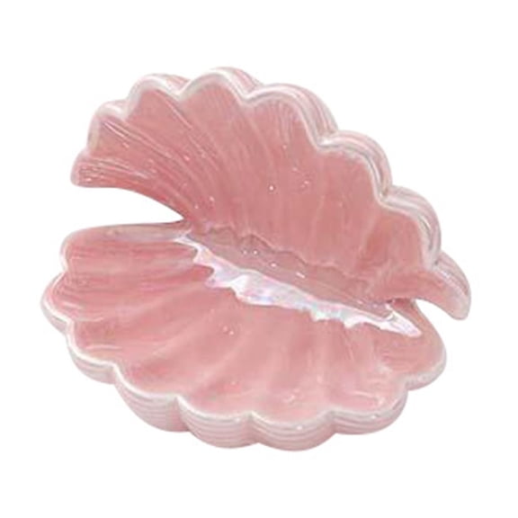 Exquisite Ceramic Seashell Jewelry Tray: Elegant Earring & Accessory Organizer Showcase Platter For Dressing Table Decor And Artistic Home Textile StoragePlastic, Pink One Size