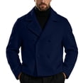 thumbnail image 6 of Hulanddfd Men's Pea Coat Turn Down Collar Double Breasted Short Wool Blend Jacket Casual Fall Winter Outerwear, 6 of 6
