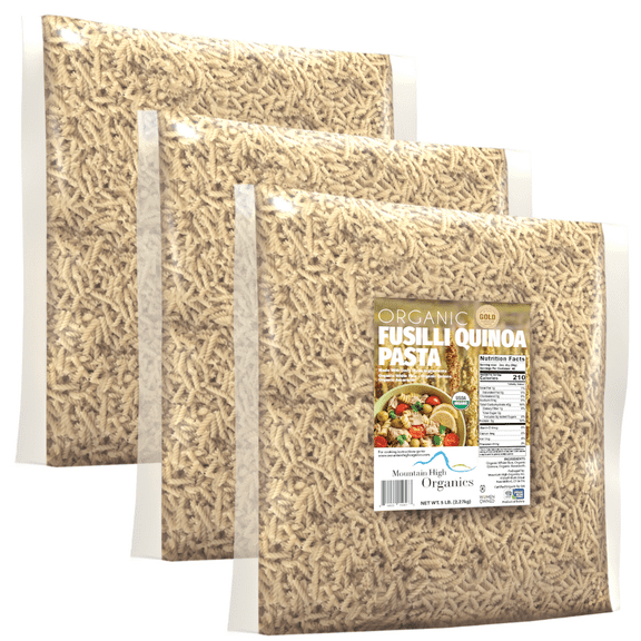 Mountain High Organics Gluten Free Organic Quinoa Pasta, Fusilli - 5lb Bags (Pack of 3)