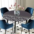 thumbnail image 5 of Elastic Fitted Round Tablecloth, Boho Purple Flower Waterproof Stretch Table Cover for 55"-60" Tables, Abstract Bohemia Pesley Floral Washable Outdoor Tablecloths for Patio, Picnic, Camping, 5 of 9
