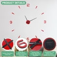 thumbnail image 2 of Uxcell 1-Pack Reloj de Pared 3D DIY, Reloj de Pared Sin Marco de 51" con 4 Números de Espejo para el Hogar, Rojo, 2 of 6