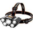 thumbnail image 1 of LED Headlamps 5 LED Headlight Adjustable Bright LED Work Headlight 1200mAh USB Rechargeable Headlamps IPX3 Waterproof He, 1 of 6