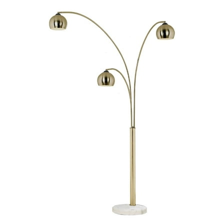 NOVA OF CALIFORNIA Triplet 3 Light Arc Floor Lamp,Weathered Brass, White Marble Base