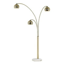 NOVA OF CALIFORNIA Triplet 3 Light Arc Floor Lamp,Weathered Brass, White Marble Base