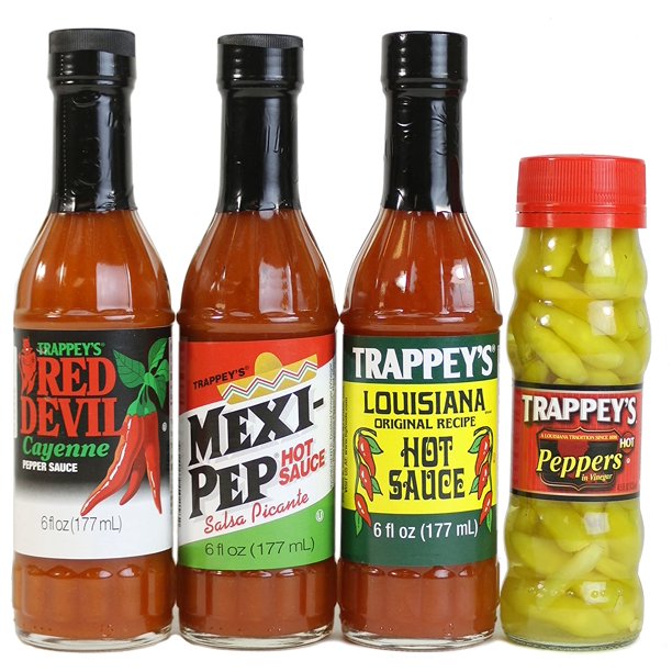 Trappeys Hot Sauces MexiPep, Red Devil, Louisiana (6 Oz Ea) and